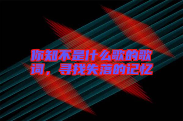 你知不是什么歌的歌詞，尋找失落的記憶