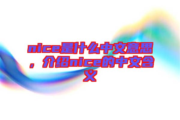 nice是什么中文意思，介紹nice的中文含義