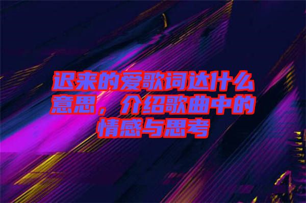 遲來的愛歌詞達(dá)什么意思，介紹歌曲中的情感與思考