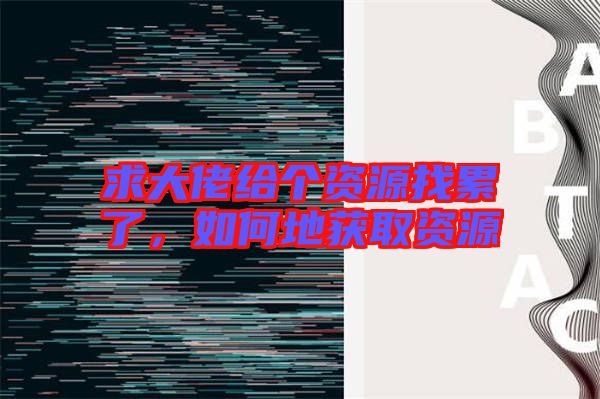 求大佬給個資源找累了，如何地獲取資源