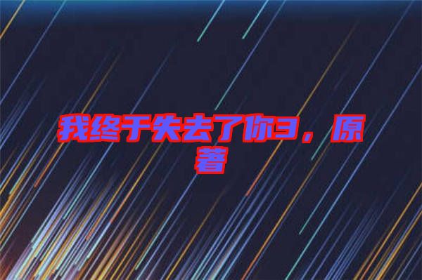 我終于失去了你3，原著