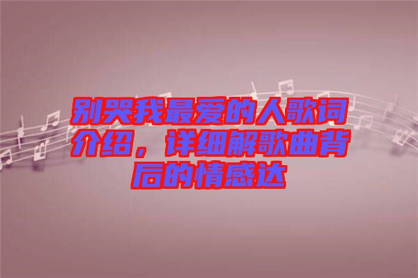 別哭我最愛的人歌詞介紹，詳細(xì)解歌曲背后的情感達(dá)