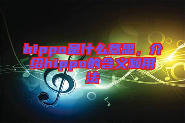 hippo是什么意思，介紹hippo的含義和用法