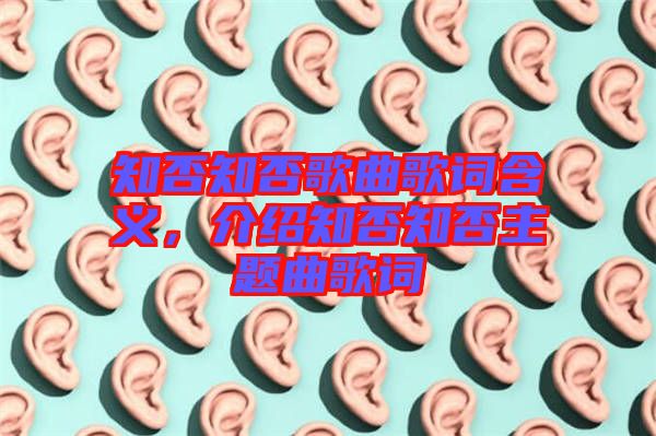 知否知否歌曲歌詞含義，介紹知否知否主題曲歌詞