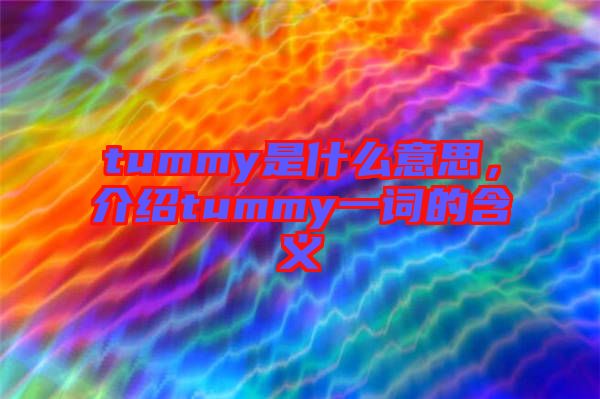 tummy是什么意思，介紹tummy一詞的含義