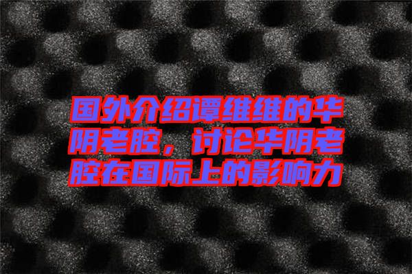 國外介紹譚維維的華陰老腔，討論華陰老腔在國際上的影響力