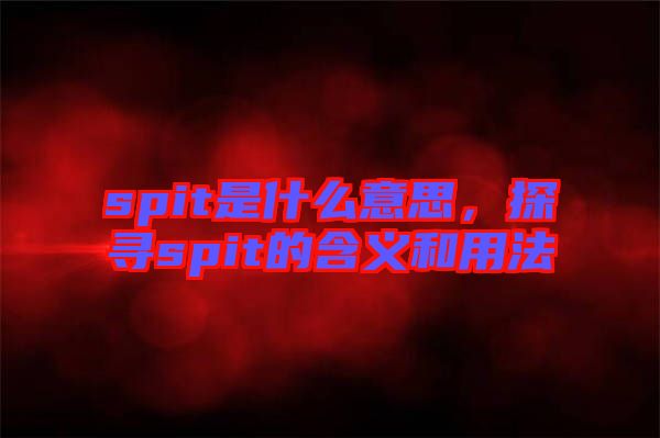 spit是什么意思，探尋spit的含義和用法