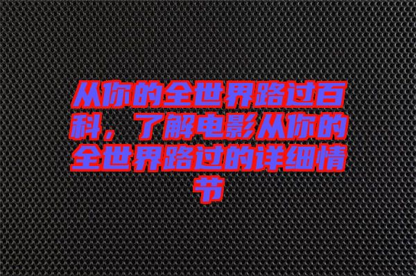 從你的全世界路過百科，了解電影從你的全世界路過的詳細(xì)情節(jié)