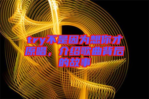try不是因?yàn)橄肽悴旁?，介紹歌曲背后的故事