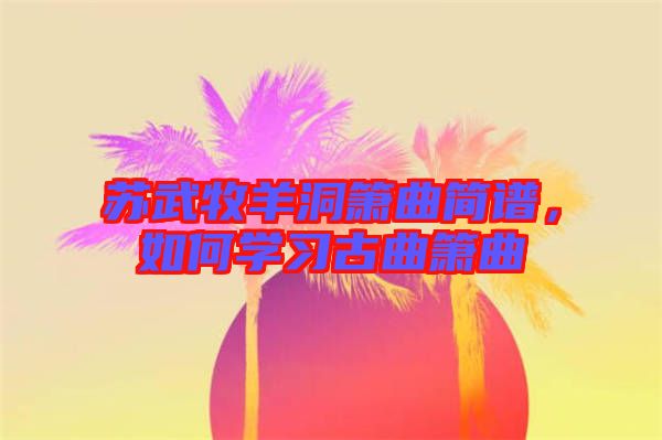 蘇武牧羊洞簫曲簡譜，如何學(xué)習(xí)古曲簫曲