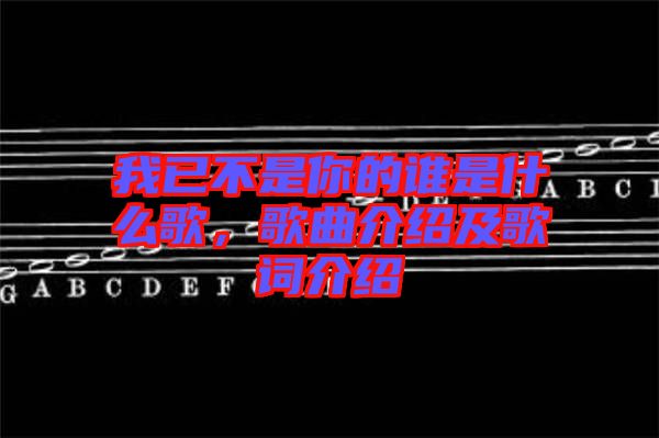 我已不是你的誰是什么歌，歌曲介紹及歌詞介紹