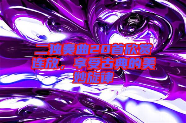 二獨奏曲20首欣賞連放，享受古典的美妙旋律