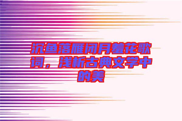 沉魚落雁閉月羞花歌詞，淺析古典文學(xué)中的美