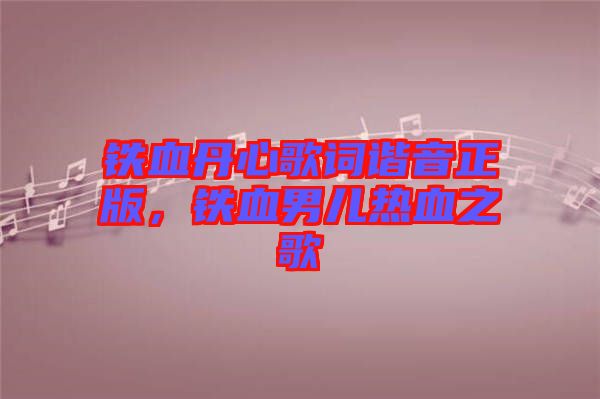 鐵血丹心歌詞諧音正版，鐵血男兒熱血之歌