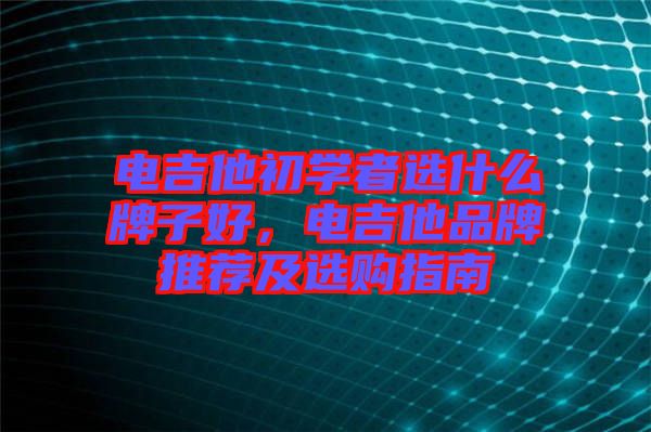 電吉他初學者選什么牌子好，電吉他品牌推薦及選購指南