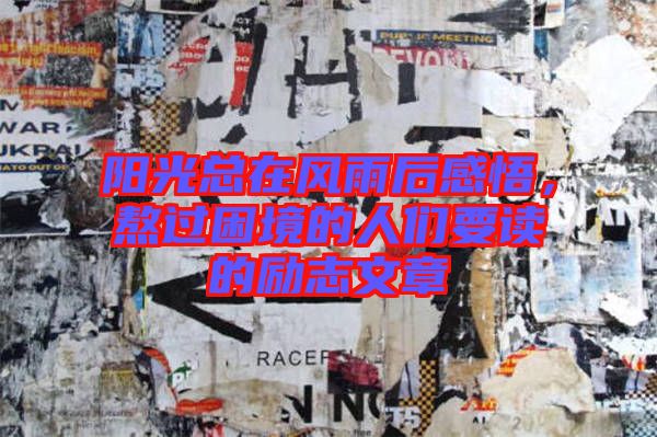 陽光總在風(fēng)雨后感悟，熬過困境的人們要讀的勵志文章