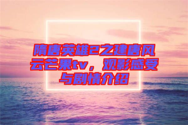 隋唐英雄2之建唐風(fēng)云芒果tv，觀影感受與劇情介紹