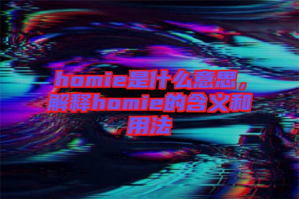 homie是什么意思，解釋homie的含義和用法