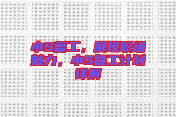 小S復(fù)工，展現(xiàn)職場(chǎng)魅力，小S復(fù)工計(jì)劃詳解
