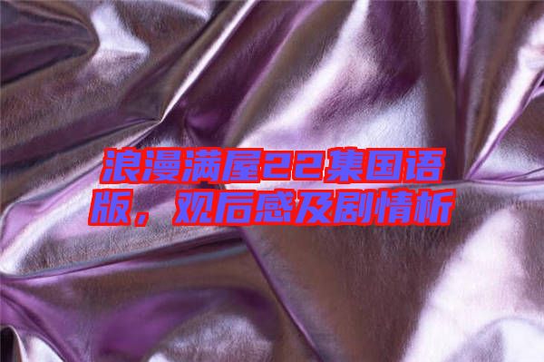 浪漫滿屋22集國語版，觀后感及劇情析