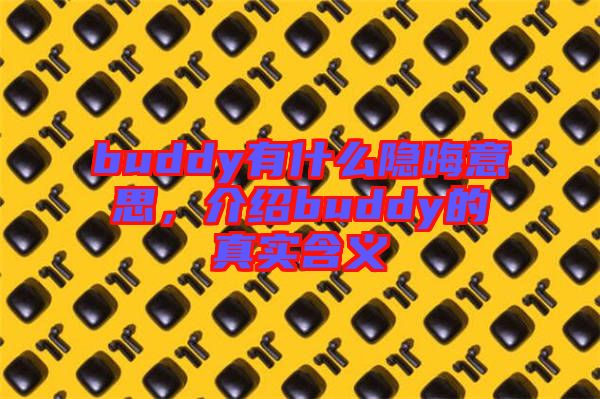 buddy有什么隱晦意思，介紹buddy的真實(shí)含義