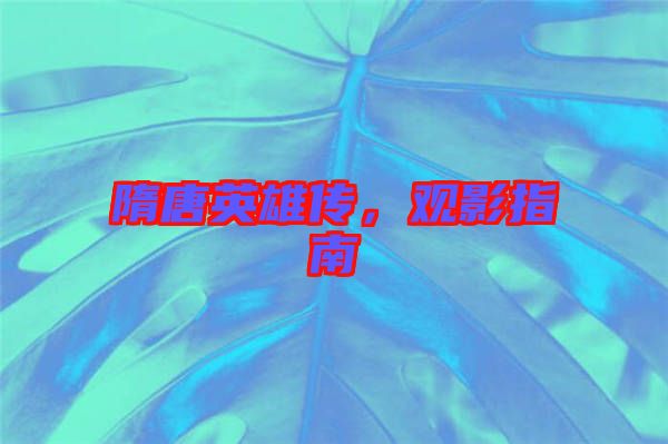隋唐英雄傳，觀影指南