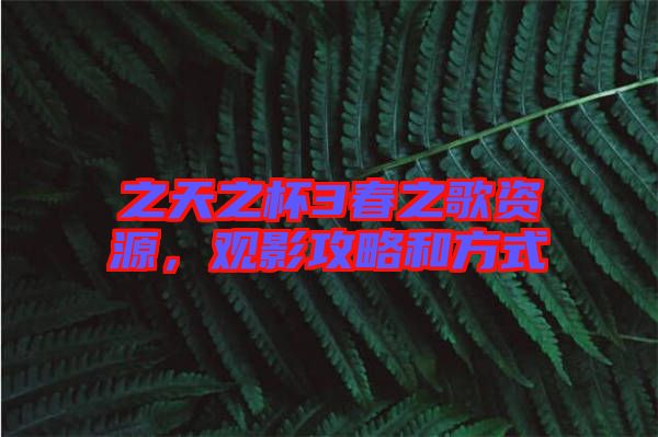 之天之杯3春之歌資源，觀影攻略和方式