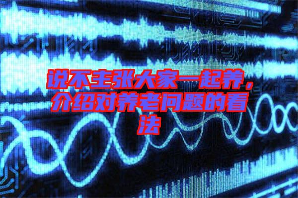 說不主張大家一起養(yǎng)，介紹對養(yǎng)老問題的看法