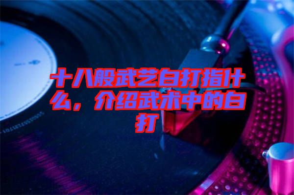 十八般武藝白打指什么，介紹武術(shù)中的白打