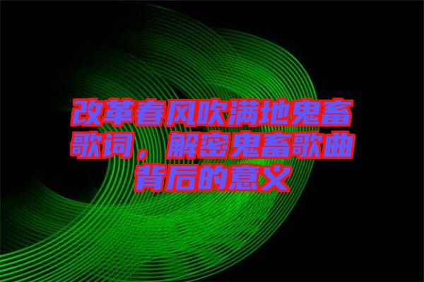 改革春風(fēng)吹滿地鬼畜歌詞，解密鬼畜歌曲背后的意義
