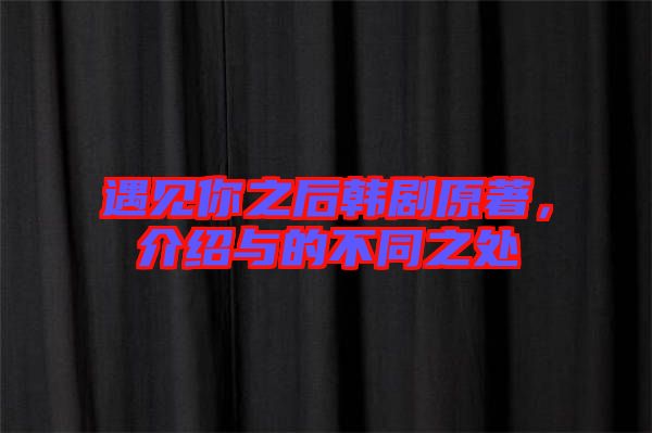 遇見你之后韓劇原著，介紹與的不同之處