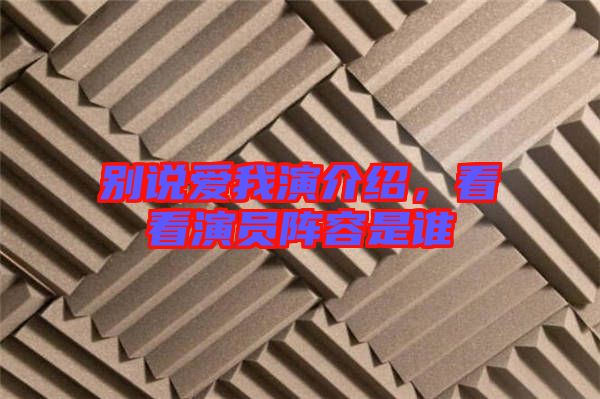 別說(shuō)愛我演介紹，看看演員陣容是誰(shuí)