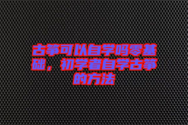 古箏可以自學(xué)嗎零基礎(chǔ)，初學(xué)者自學(xué)古箏的方法