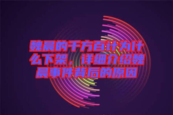 魏晨的千方百計(jì)為什么下架，詳細(xì)介紹魏晨事件背后的原因