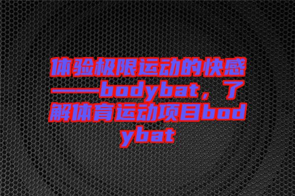 體驗(yàn)極限運(yùn)動(dòng)的快感——bodybat，了解體育運(yùn)動(dòng)項(xiàng)目bodybat