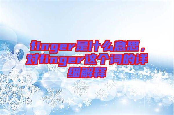 finger是什么意思，對finger這個詞的詳細解釋