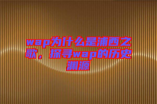 wap為什么是浦西之歌，探尋wap的歷史淵源
