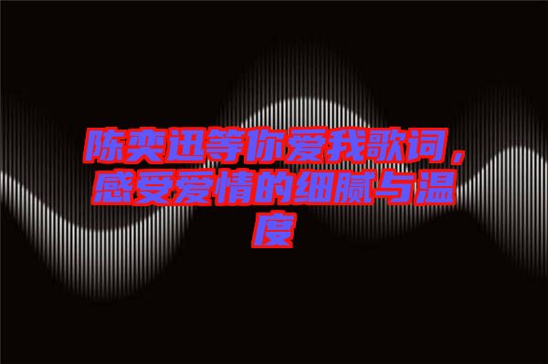 陳奕迅等你愛我歌詞，感受愛情的細膩與溫度