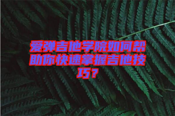 愛彈吉他學(xué)院如何幫助你快速掌握吉他技巧？