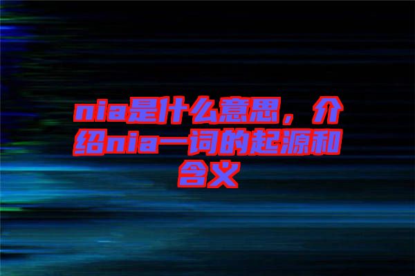 nia是什么意思，介紹nia一詞的起源和含義