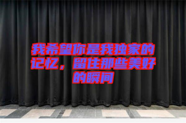我希望你是我獨家的記憶，留住那些美好的瞬間