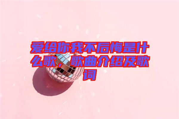 愛給你我不后悔是什么歌，歌曲介紹及歌詞