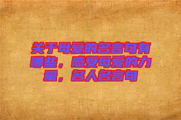 關(guān)于母愛(ài)的名言句有哪些，感受母愛(ài)的力量，名人名言句