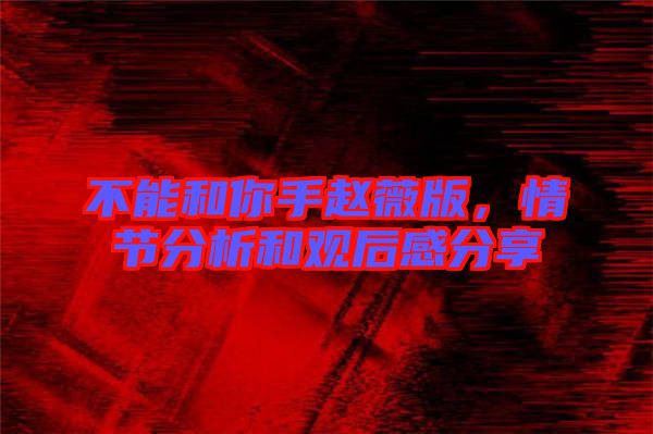 不能和你手趙薇版，情節(jié)分析和觀后感分享