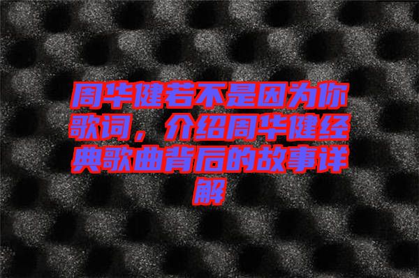 周華健若不是因?yàn)槟愀柙~，介紹周華健經(jīng)典歌曲背后的故事詳解