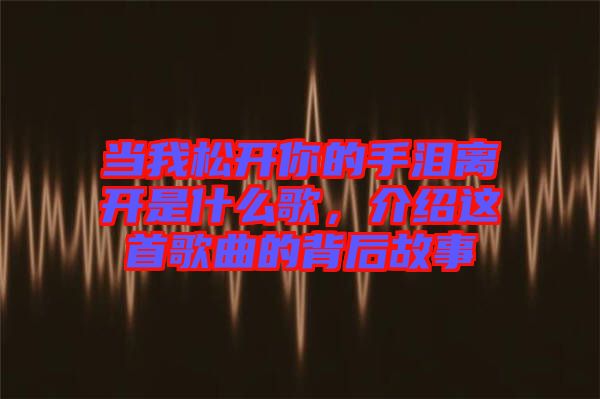 當(dāng)我松開(kāi)你的手淚離開(kāi)是什么歌，介紹這首歌曲的背后故事
