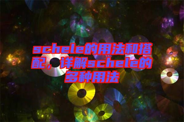 schele的用法和搭配，詳解schele的多種用法
