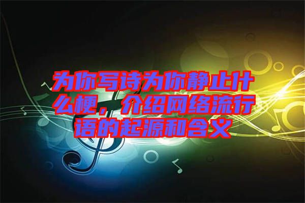 為你寫詩為你靜止什么梗，介紹網(wǎng)絡流行語的起源和含義