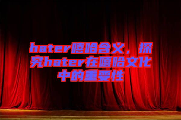 hater嘻哈含義，探究hater在嘻哈文化中的重要性