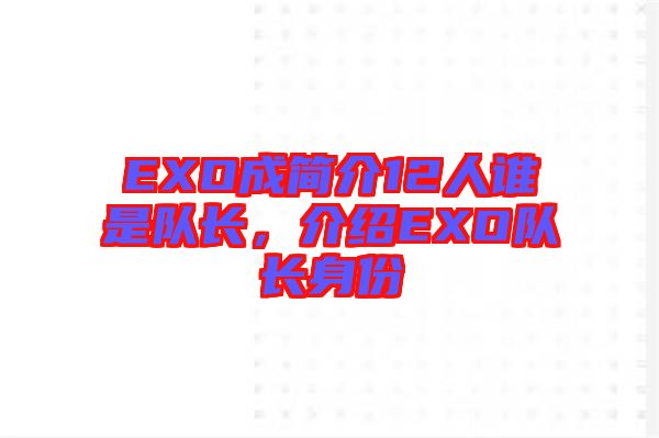 EXO成簡介12人誰是隊長，介紹EXO隊長身份